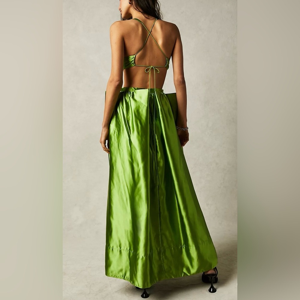 Free People - green gown open side slit , size (S) - Picture 8 of 10